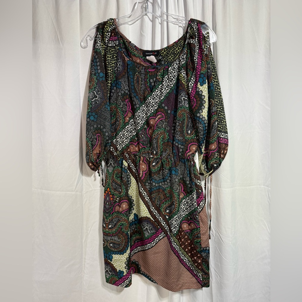 EUC Teeze Me Multicolor Paisley Long Sleeve Shorts Dress Sz 5 (6QI)